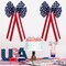 4 Pcs Large Patriotic Star Bows 4th of July Decor Bow Blue White and Red Stripes and Stars Bows for Independence Day 4th of July Indoor Outdoor Patriotic Decorations
